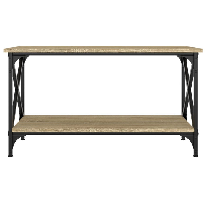Coffee Table Sonoma Oak 80x45x45 cm Engineered Wood and Iron.