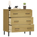 Sideboard with 3 Drawers Brown 77x40x79.5 cm Solid Wood OSLO.