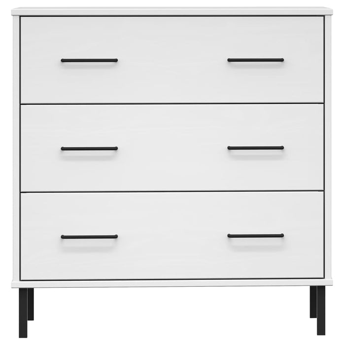 Sideboard with 3 Drawers White 77x40x79.5 cm Solid Wood OSLO.