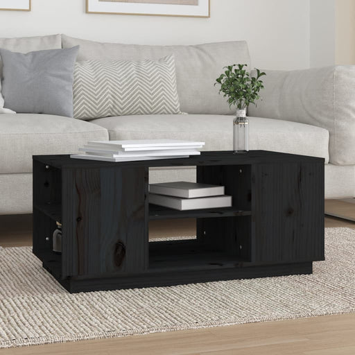 Coffee Table Black 90x49x40.5 cm Solid Wood Pine.