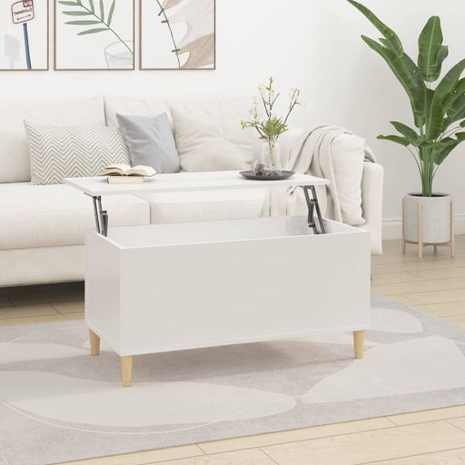 Coffee Table High Gloss White 90x44.5x45 cm Engineered Wood.