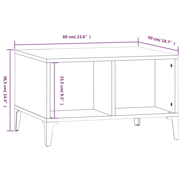 Coffee Table Black 60x50x36.5 cm Engineered Wood.