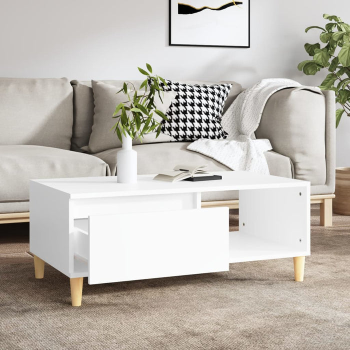 Coffee Table White 90x50x36.5 cm Engineered Wood.