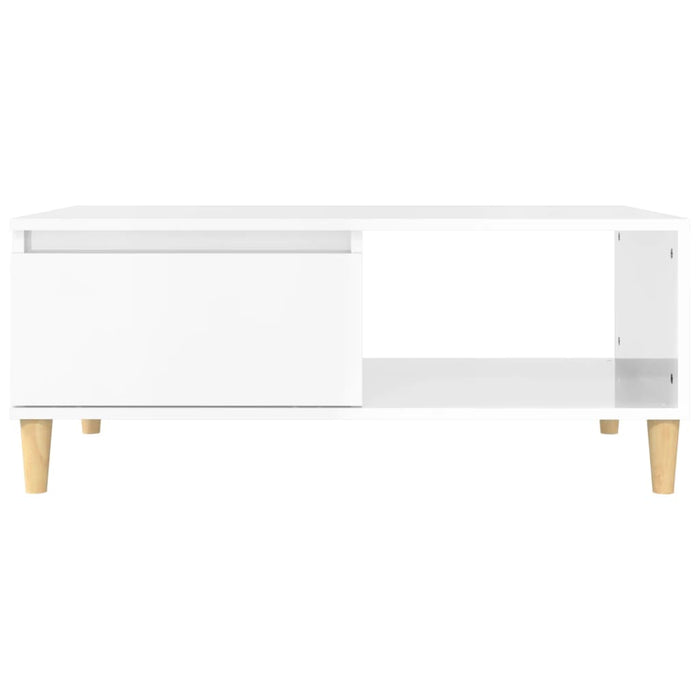 Coffee Table High Gloss White 90x50x36.5 cm Engineered Wood.