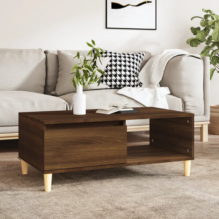 Coffee Table Brown Oak 90x50x36.5 cm Engineered Wood.