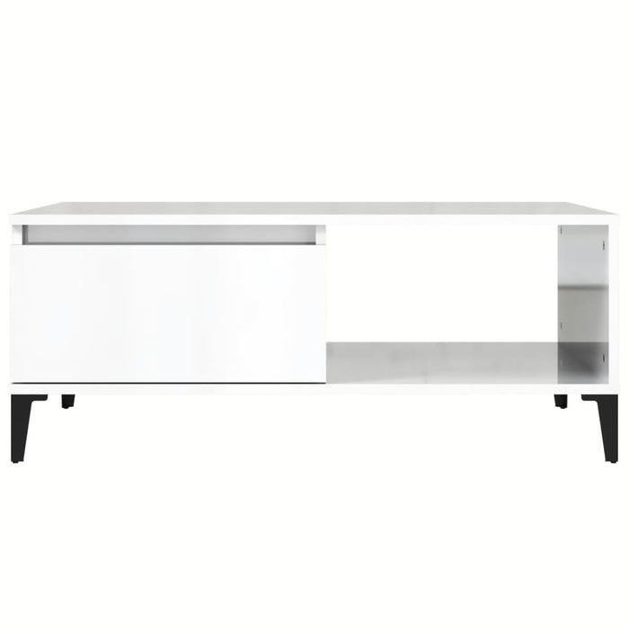 Coffee Table High Gloss White 90x50x36.5 cm Engineered Wood.