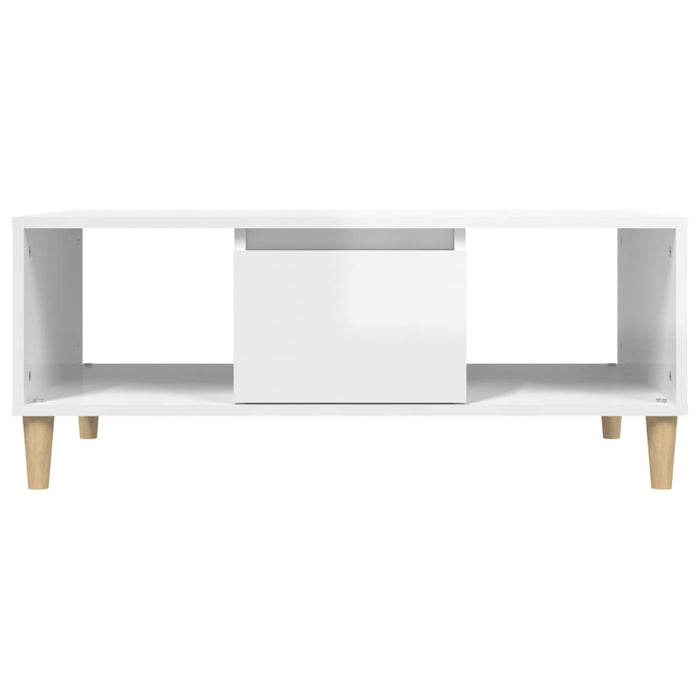 Coffee Table High Gloss White 90x50x36,5 cm Engineered Wood.