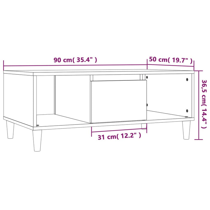 Coffee Table Smoked Oak 90x50x36,5 cm Engineered Wood.