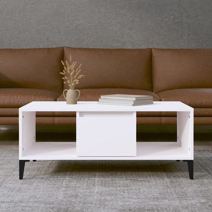 Coffee Table White 90x50x36.5 cm Engineered Wood.