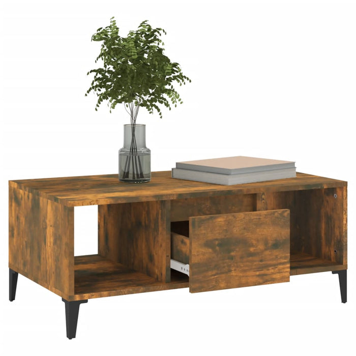 Coffee Table Smoked Oak 90x50x36.5 cm Engineered Wood.