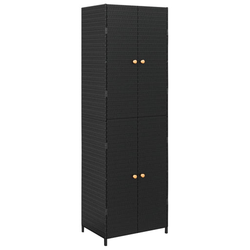 Garden Storage Cabinet Black 59x40x180 cm Poly Rattan.