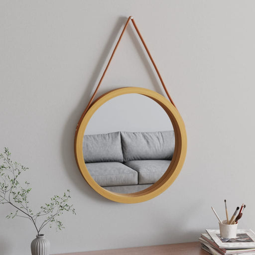 Wall Mirror with Strap Gold Ø 55 cm.