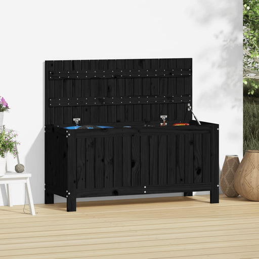 Garden Storage Box Black 108x42.5x54 cm Solid Wood Pine.
