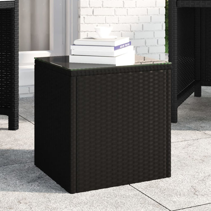 Side Table Black 40x37x40.5 cm Poly Rattan.