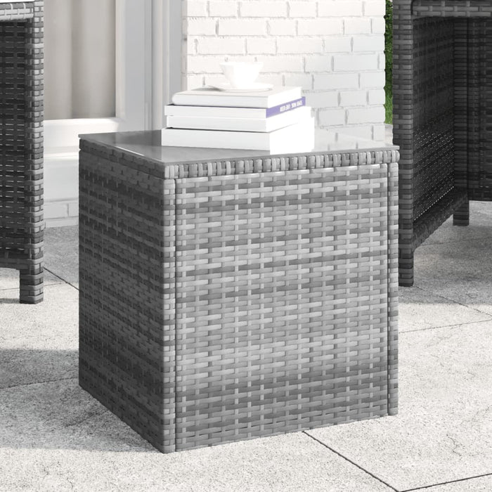 Side Table Grey Poly Rattan 40 cm