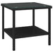 Side Table Black 45x45x45 cm Poly Rattan and Tempered Glass.