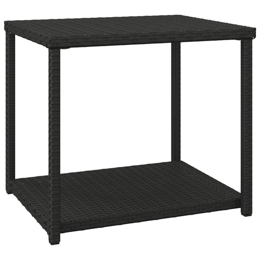 Side Table Black 55x45x49 cm Poly Rattan.
