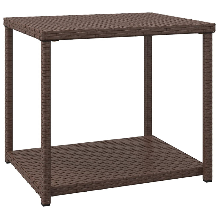 Side Table Brown 55x45x49 cm Poly Rattan.
