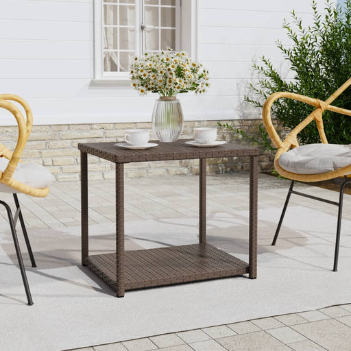 Side Table Brown 55x45x49 cm Poly Rattan.