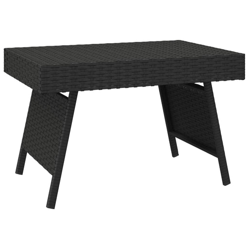 Foldable Side Table Black 60x40x38 cm Poly Rattan.