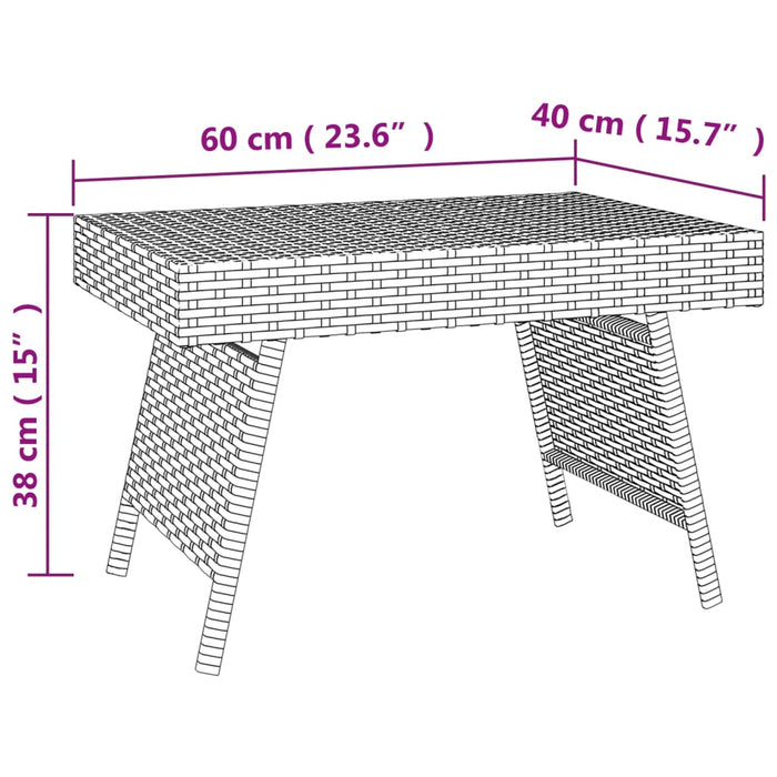 Foldable Side Table Brown 60x40x38 cm Poly Rattan.