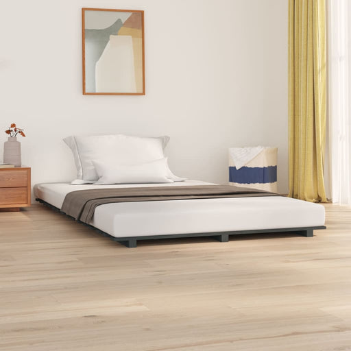 Bed Frame Grey 150x200 cm 5FT King Size Solid Wood Pine.