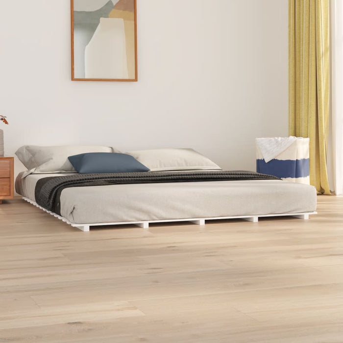 Bed Frame White 160x200 cm Solid Wood Pine.