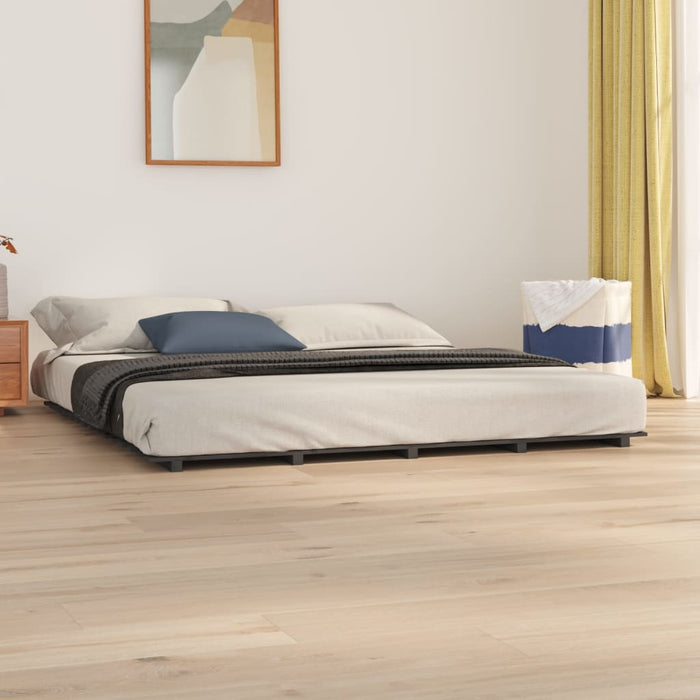 Bed Frame Grey 180x200 cm 6FT Super King Solid Wood Pine.