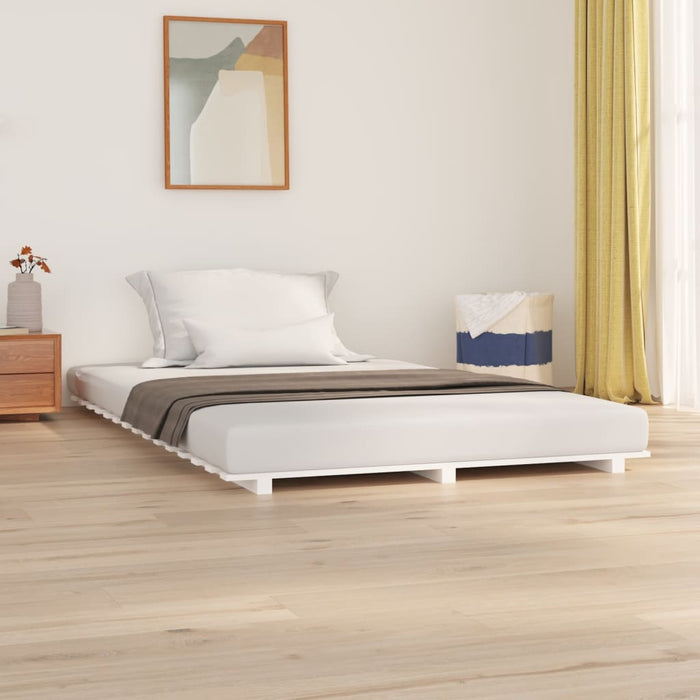 Bed Frame White 120x190 cm 4FT Small Double Solid Wood Pine.