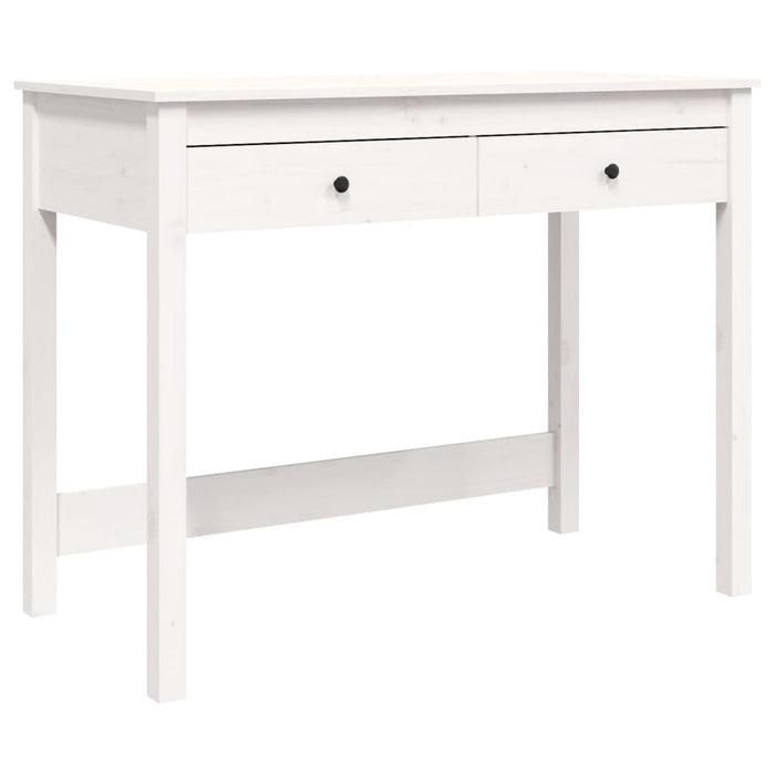 Desk with Drawers White Solid Wood Pine 100 cm