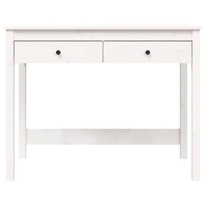 Desk with Drawers White Solid Wood Pine 100 cm