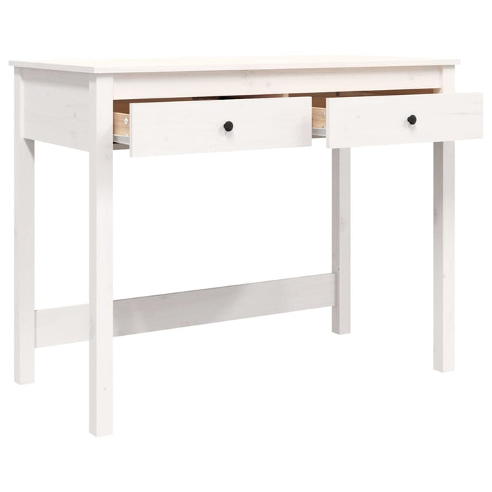 Desk with Drawers White Solid Wood Pine 100 cm