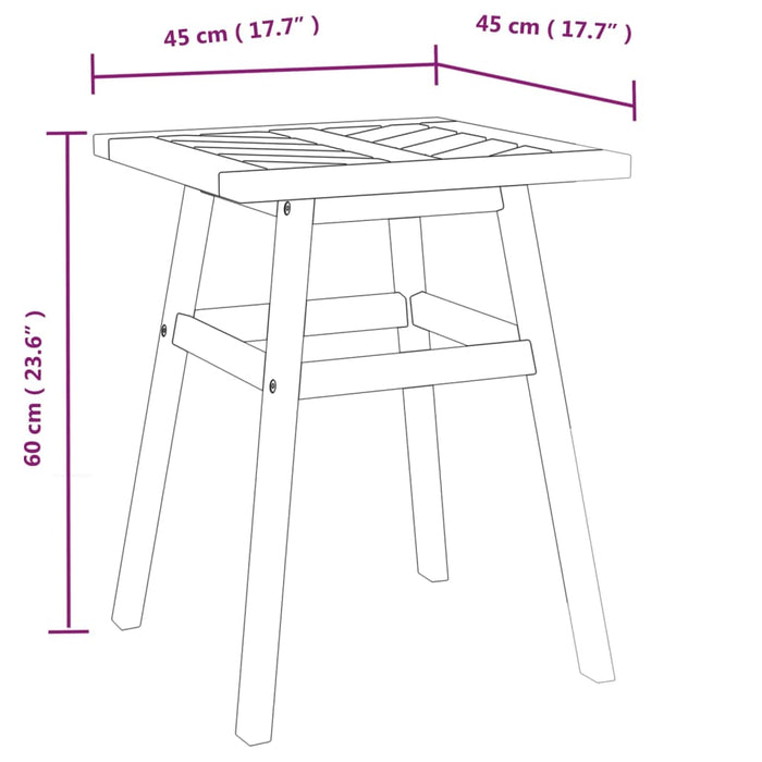 Side Table 45x45x60 cm Solid Wood Acacia.