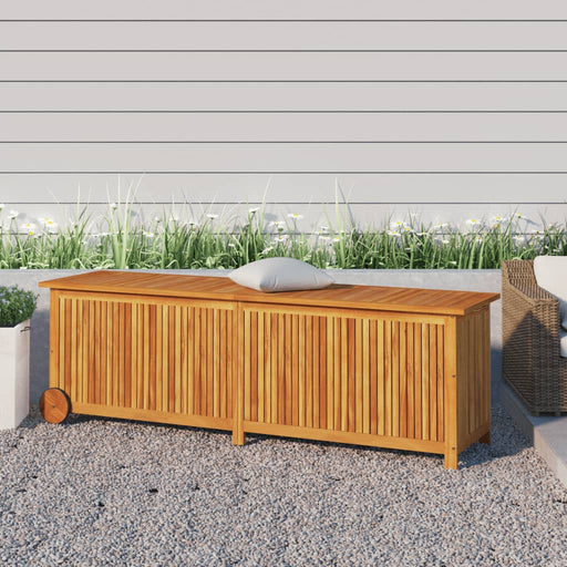 Garden Storage Box with Wheels 150x50x58 cm Solid Wood Acacia.