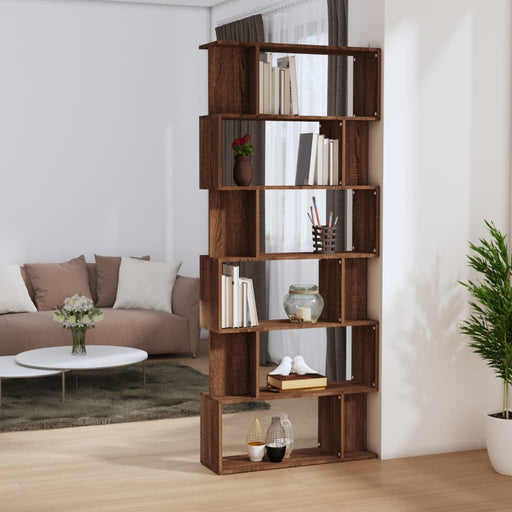 Book Cabinet/Room Divider Brown Oak 80x24x192 cm Engineered Wood.