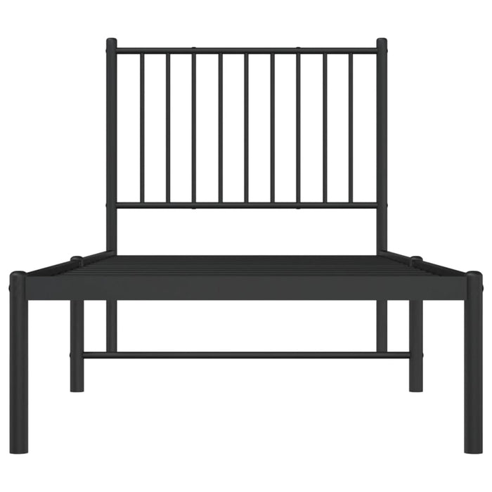 Metal Bed Frame with Headboard Black 2FT6 Small Single 75 cm