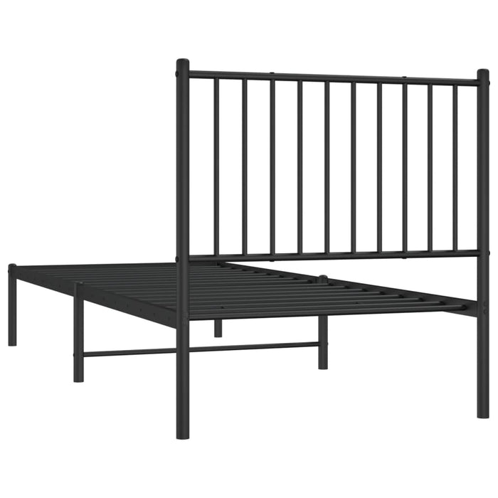 Metal Bed Frame with Headboard Black 80 cm