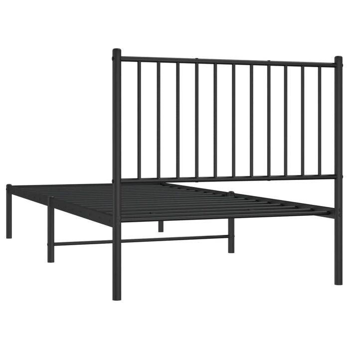 Metal Bed Frame with Headboard Black 90 cm