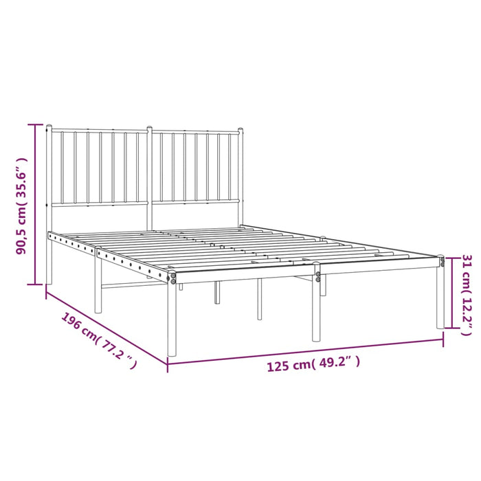 Metal Bed Frame with Headboard Black 4FT Small Double 120 cm