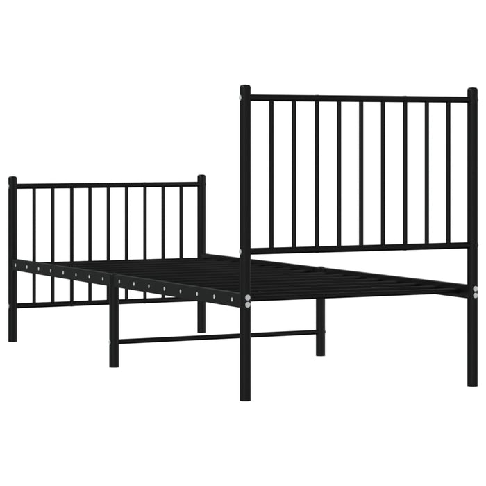 Metal Bed Frame with Headboard and Footboard Black 2FT6 Small Single 75 cm