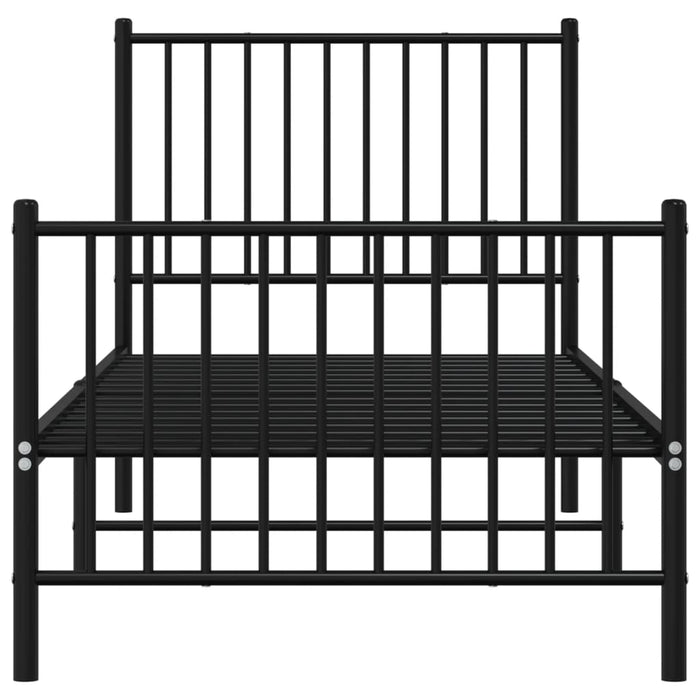 Metal Bed Frame with Headboard and Footboard Black 80 cm