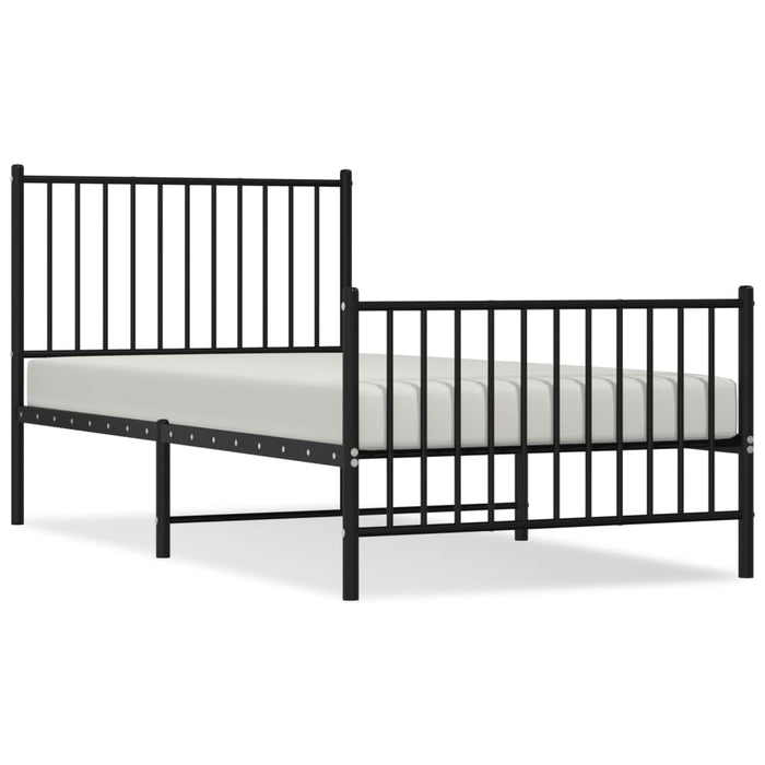 Metal Bed Frame with Headboard and Footboard Black 3FT Single 90 cm