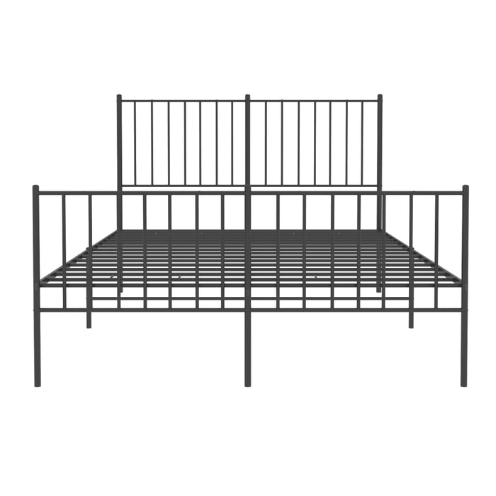 Metal Bed Frame with Headboard and Footboard Black 120 cm