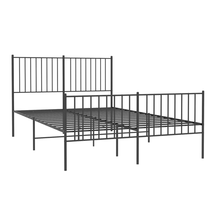 Metal Bed Frame with Headboard and Footboard Black 135 cm
