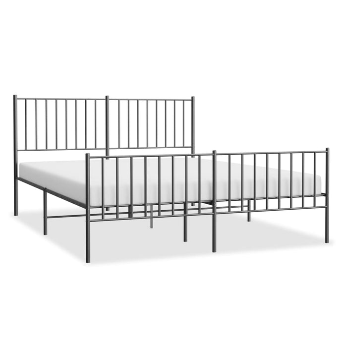 Metal Bed Frame with Headboard and Footboard Black 140 cm