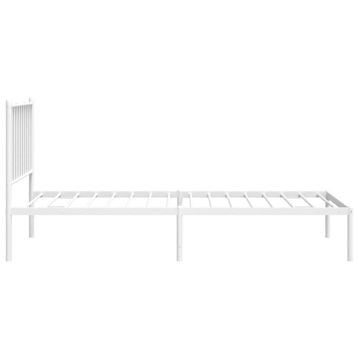 Metal Bed Frame with Headboard White 75x190 cm 2FT6 Small Single.