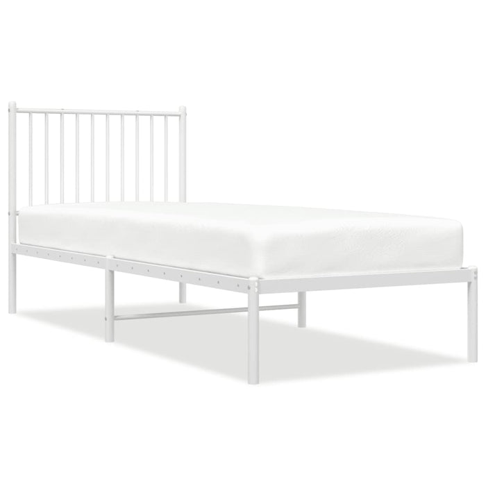 Metal Bed Frame with Headboard White 80 cm