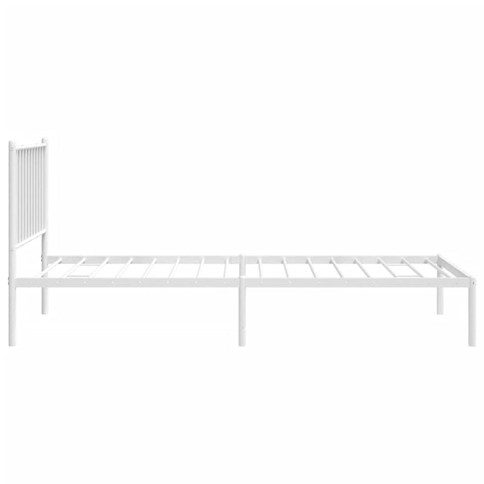 Metal Bed Frame with Headboard White 80 cm