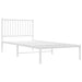 Metal Bed Frame with Headboard White 90x200 cm.