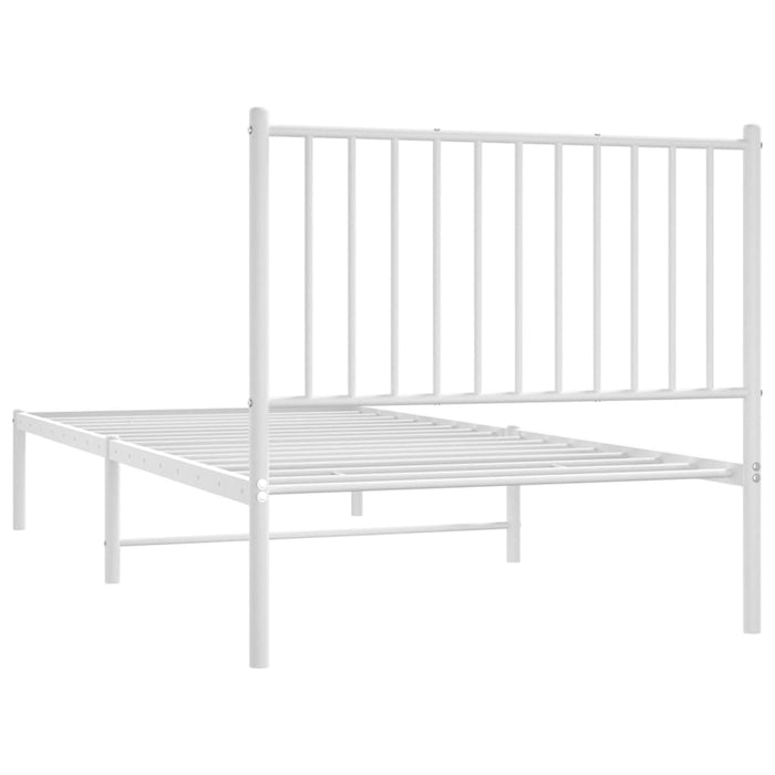 Metal Bed Frame with Headboard White 90x200 cm.